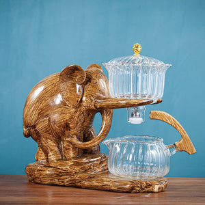 Creative Tea Set Elephant Shape Automatic Tea Set Pu'er Oolong Teapot And Cup Set Heat-resistant Glass Teapot With Base acacuss