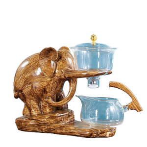 Creative Tea Set Elephant Shape Automatic Tea Set Pu'er Oolong Teapot And Cup Set Heat-resistant Glass Teapot With Base acacuss