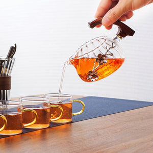 Creative Tea Toad Shape Teapot Automatic Tea Maker Pu'er Oolong Teapot And Cup Set Heat-resistant Glass Teapot Holder Base acacuss