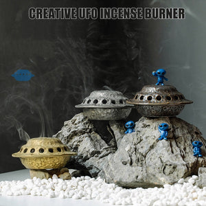 Creative UFO Incense Burner Alien Spaceship Ceramic Censer Incense Holder Statue Home Office Desk Decor Ornament Dropshipping acacuss