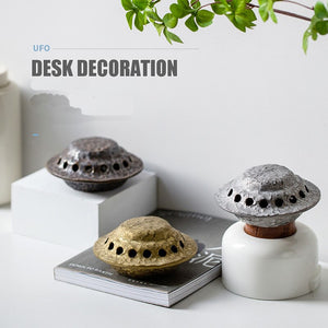 Creative UFO Incense Burner Alien Spaceship Ceramic Censer Incense Holder Statue Home Office Desk Decor Ornament Dropshipping acacuss