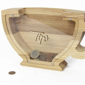 Creative Wooden Teacup Shape Piggy Bank Decoration Coffee Shop Coffee Bean Decoration Storage Tank Tip Jar Home Decor acacuss