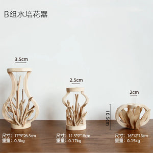 Creative Wooden Vase Decorated Solid Wood Flower Pot for Glass Hydroponic Home Decorative Vase Tabletop Home Decoration acacuss