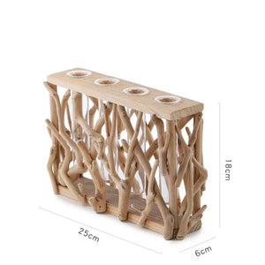 Creative Wooden Vase Decorated Solid Wood Flower Pot for Glass Hydroponic Home Decorative Vase Tabletop Home Decoration acacuss