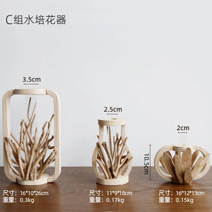 Creative Wooden Vase Decorated Solid Wood Flower Pot for Glass Hydroponic Home Decorative Vase Tabletop Home Decoration acacuss