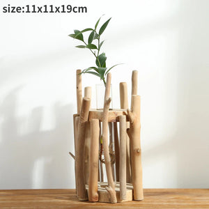 Creative Wooden Vase Decorated Solid Wood Flower Pot for Glass Hydroponic Home Decorative Vase Tabletop Home Decoration acacuss