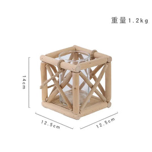 Creative Wooden Vase Decorated Solid Wood Flower Pot for Glass Hydroponic Home Decorative Vase Tabletop Home Decoration acacuss