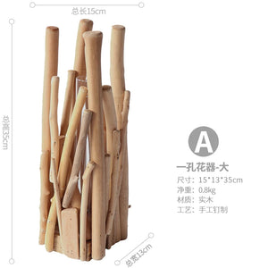 Creative Wooden Vase Decorated Solid Wood Flower Pot for Glass Hydroponic Home Decorative Vase Tabletop Home Decoration acacuss