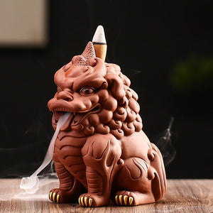 Creative backflow incense burner Sandalwood pixiu purple sand tea pet decoration boutique tea table Kung fu tea set accessories acacuss