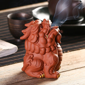 Creative backflow incense burner Sandalwood pixiu purple sand tea pet decoration boutique tea table Kung fu tea set accessories acacuss