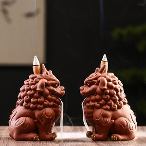 Creative backflow incense burner Sandalwood pixiu purple sand tea pet decoration boutique tea table Kung fu tea set accessories acacuss