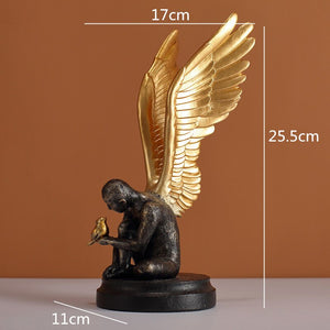 Creative resin figure statue angel Golden wings Golden bird Simulation sculpture Handicraft Home decoration accessories acacuss