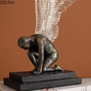 Creative resin figure statue angel Golden wings Golden bird Simulation sculpture Handicraft Home decoration accessories acacuss