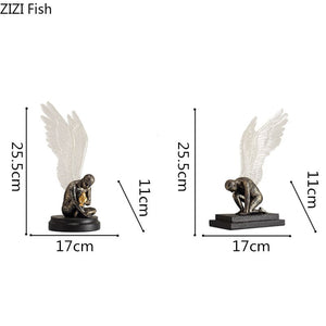 Creative resin figure statue angel Golden wings Golden bird Simulation sculpture Handicraft Home decoration accessories acacuss