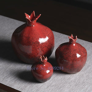 Creativity Ceramic Vase Red Pomegranate Flower Arrangement Accessories Flower Vase Decorative Ornaments Modern Home Decoration acacuss