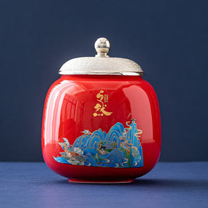 Creativity Ceramics Tea Caddy Large Candy Dried Fruit Storage Tank Portable Sealed Tea Jar Travel Tea Boxes Coffee Canister acacuss