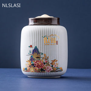 Creativity Ceramics Tea Caddy Large Candy Dried Fruit Storage Tank Portable Sealed Tea Jar Travel Tea Boxes Coffee Canister acacuss