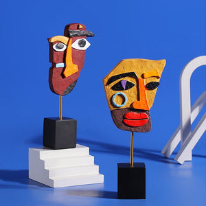 Creativity Human Face Sculpture A Family Of Three Color Abstract Art Statue Home Decoration Living Room Bedroom Bookcase Decor acacuss