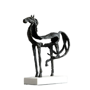 Creativity Metal Horse Handicraft Furnishings Animal Statue Hollow Out Zinc Marble Address Abstract Simulation Animal Decoration acacuss