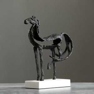 Creativity Metal Horse Handicraft Furnishings Animal Statue Hollow Out Zinc Marble Address Abstract Simulation Animal Decoration acacuss