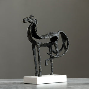 Creativity Metal Horse Handicraft Furnishings Animal Statue Hollow Out Zinc Marble Address Abstract Simulation Animal Decoration acacuss