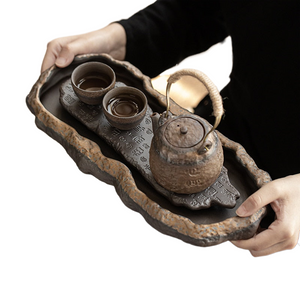 Creativity Tray Heart Sutra Tea Board Chinese Retro Pot Tray Ceramic Pot Bearing Dry Brewing Table Water Storage Type Teaware acacuss