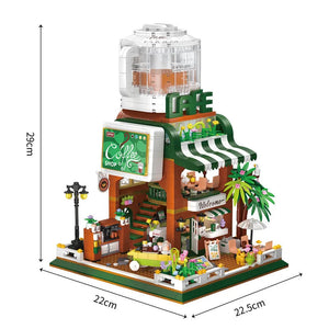 Cretive Mini Coffee Machine Shop Building Blocks City Street View Store Cafe Architecture Assemble Brick Toys Gift For Kid Adult acacuss