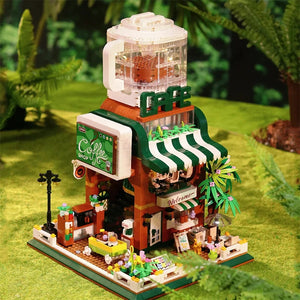 Cretive Mini Coffee Machine Shop Building Blocks City Street View Store Cafe Architecture Assemble Brick Toys Gift For Kid Adult acacuss