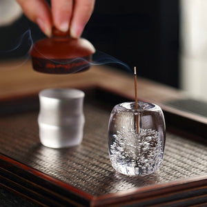 Crystal Glass Glass Purple Clay Pot With Lid and Incense Sticks Gator Coaster Decoration for Home Holder Burners Fragrance Decor acacuss