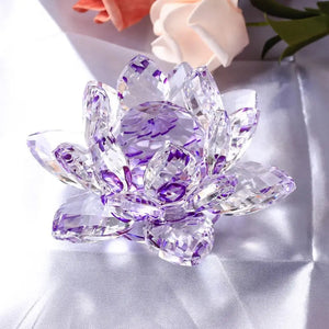 Crystal Lotus Flower Figurine Home Wedding Decoration Glass Craft Collection Paperweight Office Table Ornaments Souvenir Gifts acacuss