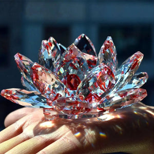 Crystal Lotus Flower Figurine Home Wedding Decoration Glass Craft Collection Paperweight Office Table Ornaments Souvenir Gifts acacuss