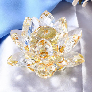 Crystal Lotus Flower Figurine Home Wedding Decoration Glass Craft Collection Paperweight Office Table Ornaments Souvenir Gifts acacuss