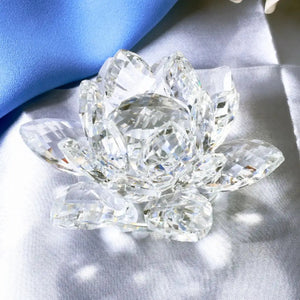 Crystal Lotus Flower Figurine Home Wedding Decoration Glass Craft Collection Paperweight Office Table Ornaments Souvenir Gifts acacuss
