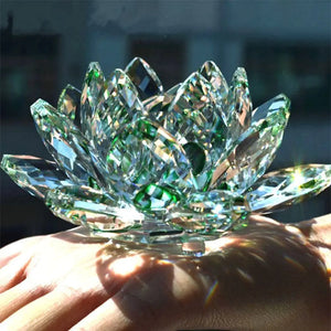 Crystal Lotus Flower Figurine Home Wedding Decoration Glass Craft Collection Paperweight Office Table Ornaments Souvenir Gifts acacuss