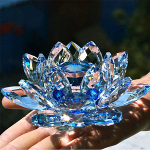Crystal Lotus Flower Figurine Home Wedding Decoration Glass Craft Collection Paperweight Office Table Ornaments Souvenir Gifts acacuss