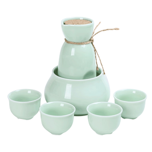 Cup Sake Set Cold Wine Ceramic Antique Print Rustic Sake Set Classic With Warmer Wijnglazen Household Utensils acacuss