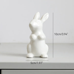 Cute Ceramics Rabbit Figurines Kawaii Hare Bunny Garden House Animal Ornaments Easter Home Room Decoration Hand Painting Embryo acacuss