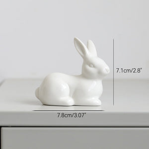 Cute Ceramics Rabbit Figurines Kawaii Hare Bunny Garden House Animal Ornaments Easter Home Room Decoration Hand Painting Embryo acacuss