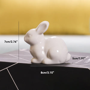 Cute Ceramics Rabbit Figurines Kawaii Hare Bunny Garden House Animal Ornaments Easter Home Room Decoration Hand Painting Embryo acacuss