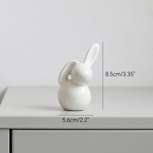 Cute Ceramics Rabbit Figurines Kawaii Hare Bunny Garden House Animal Ornaments Easter Home Room Decoration Hand Painting Embryo acacuss