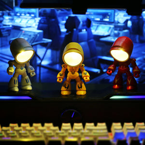 Cute LED Hero Table Lamp Mini Portable Cool Mecha Cute Robot Night Light Bedroom Home Decoration Kids Boys Gifts acacuss
