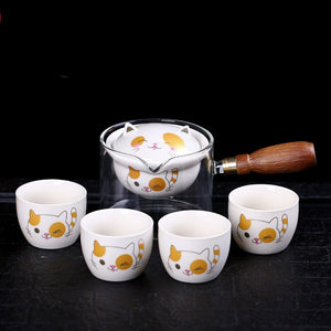 Cute Pet Glass Ceramic Chinese Kung Fu Tea set Travel Tea Set Teaware Sets Teapot For Tea Teapot Tea Cup Set Tea Maker Infuser acacuss