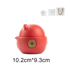 Cute mug cat lovers gift mug Ceramic Teapot with 2 Cups - Cute Cat Travel Tea Sets - Portable Gaiwan Cup acacuss