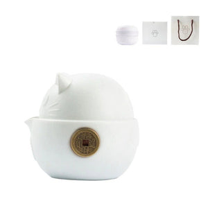 Cute mug cat lovers gift mug Ceramic Teapot with 2 Cups - Cute Cat Travel Tea Sets - Portable Gaiwan Cup acacuss