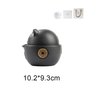 Cute mug cat lovers gift mug Ceramic Teapot with 2 Cups - Cute Cat Travel Tea Sets - Portable Gaiwan Cup acacuss