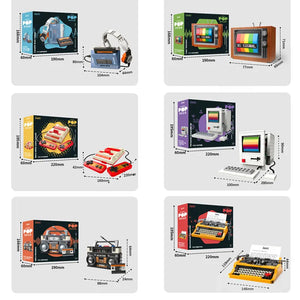 DIY Retro Electrical Appliances Furniture TV Computer Tape Walkman Game Consoles Radio Building Blocks Model Bricks Sets Toys acacuss