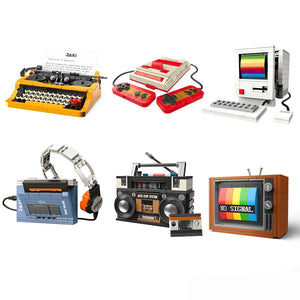 DIY Retro Electrical Appliances Furniture TV Computer Tape Walkman Game Consoles Radio Building Blocks Model Bricks Sets Toys acacuss