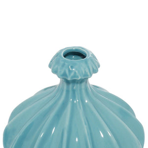 DecMode 6"W, 6"H Blue Ceramic Vase with Varying Patterns, Set of 3 acacuss