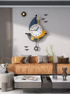 Decorative Wall Clock Navigation Sailboat Creative Design Clock Interior Watch Decoration Living Room Background Wall Decor acacuss