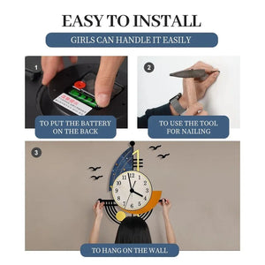 Decorative Wall Clock Navigation Sailboat Creative Design Clock Interior Watch Decoration Living Room Background Wall Decor acacuss